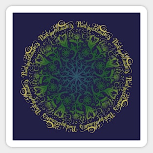 Plant For Pollinators Gold Lettering Mandala Filigree Sticker